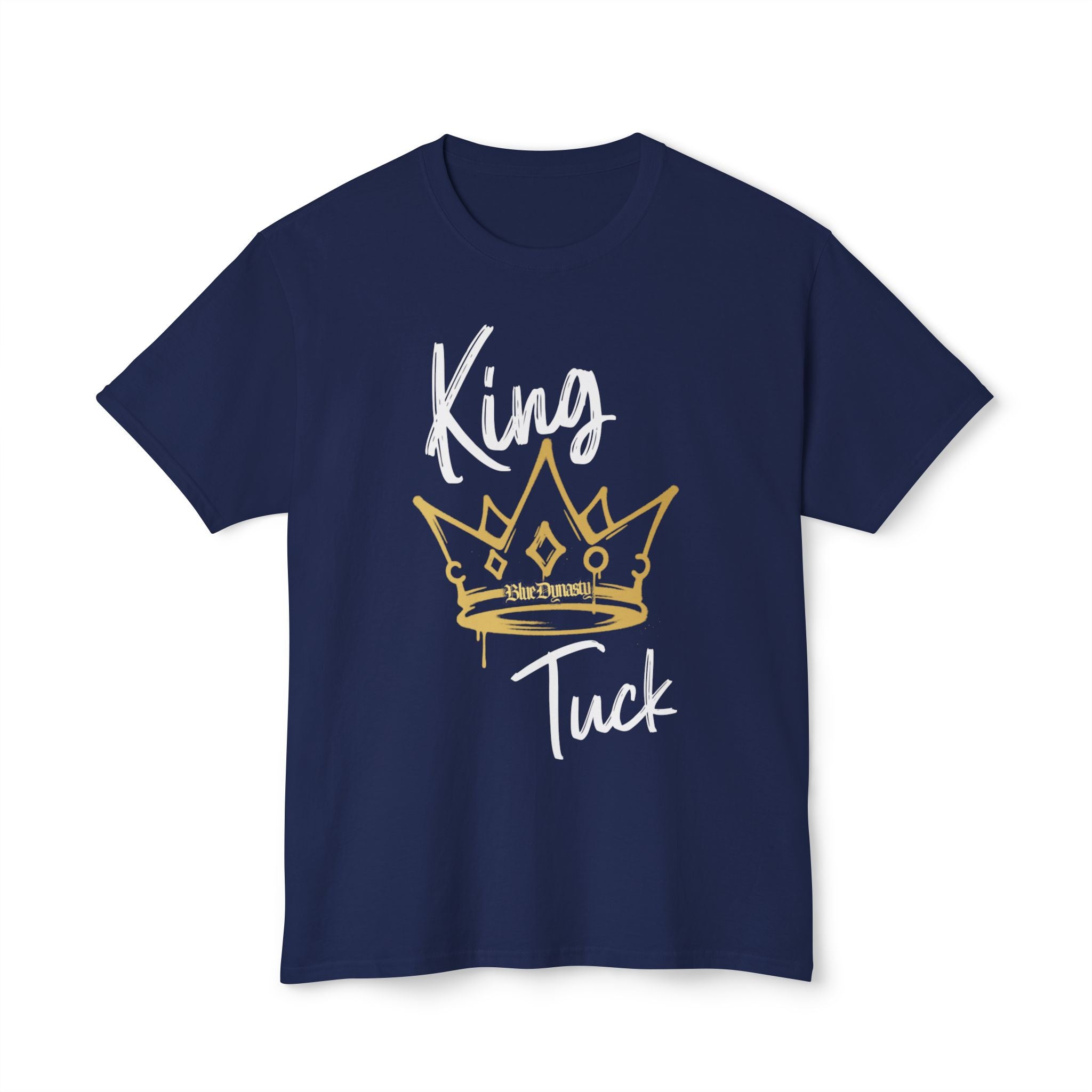 King T. Crown T-Shirt — Retro Gold Script Tee for Men & Women