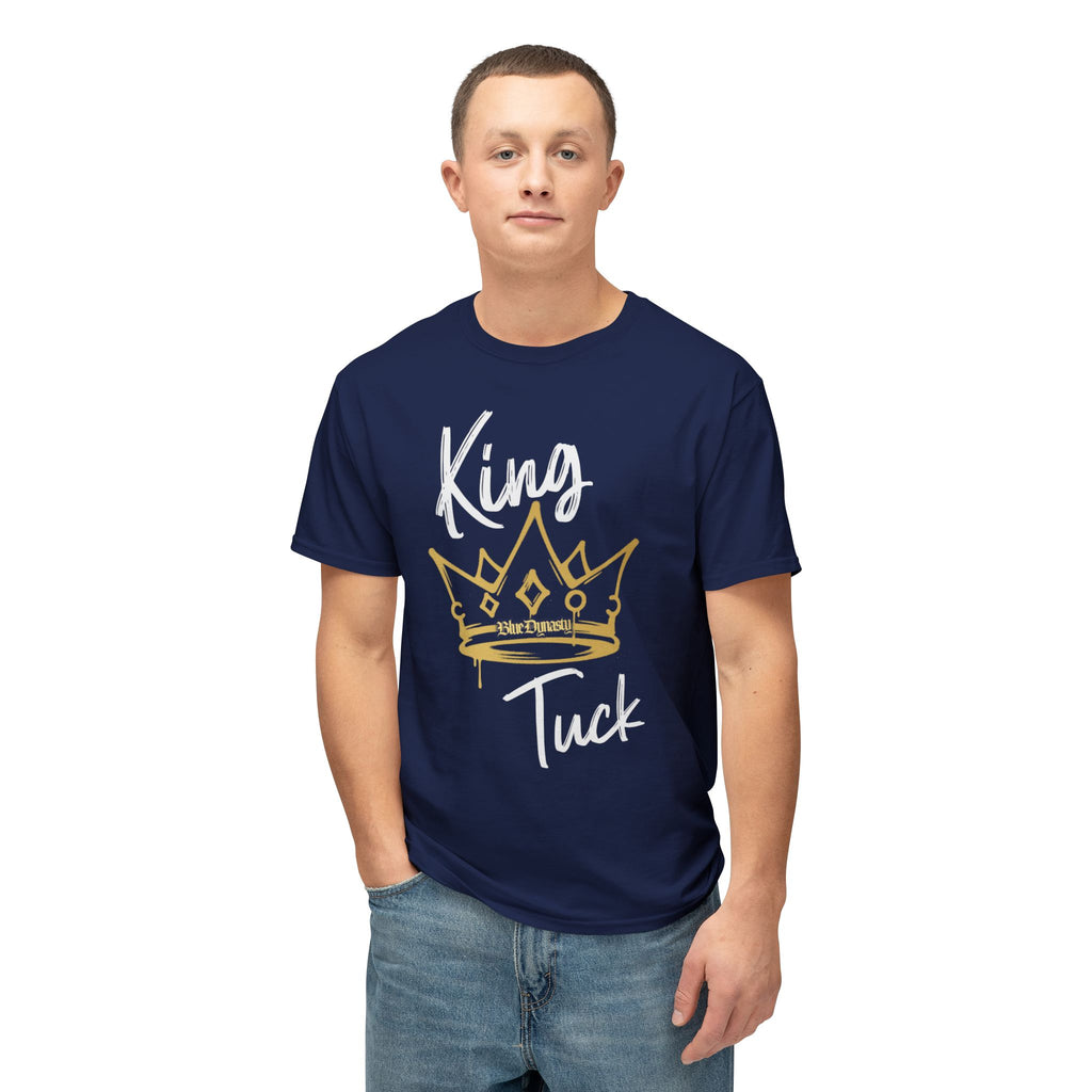 King T. Crown T-Shirt — Retro Gold Script Tee for Men & Women