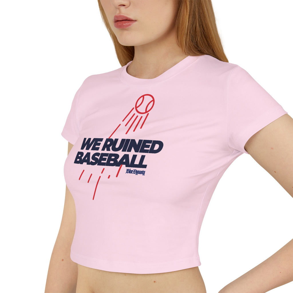 We Ruined Baseball Women's Tee – Retro Baseball Graphic Crop Top