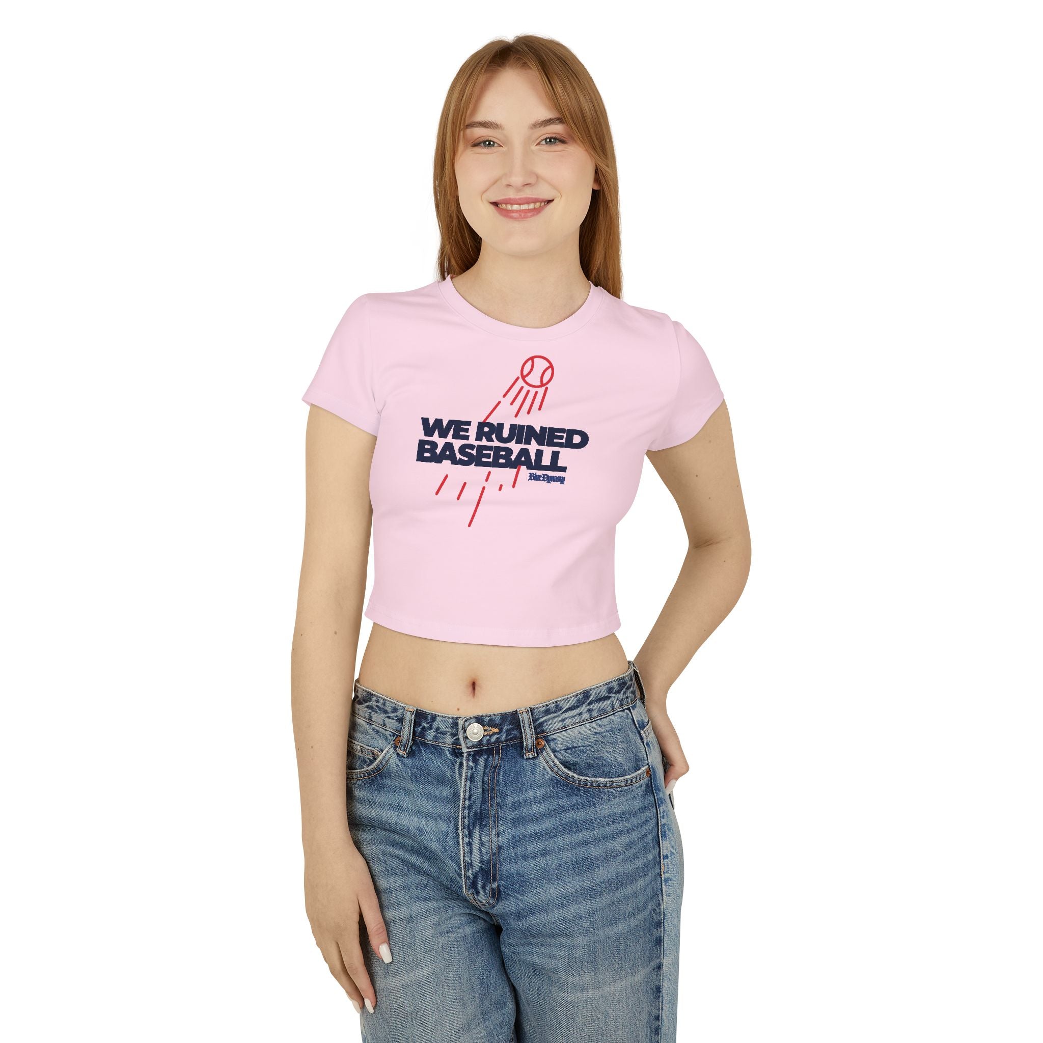 We Ruined Baseball Women's Tee – Retro Baseball Graphic Crop Top
